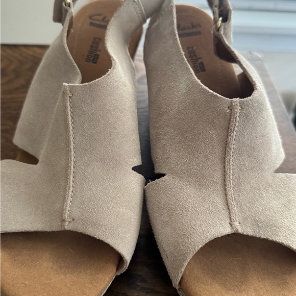 Clarks Shoes - Clark’s Tan Suede Wedge Heels – Size 10W